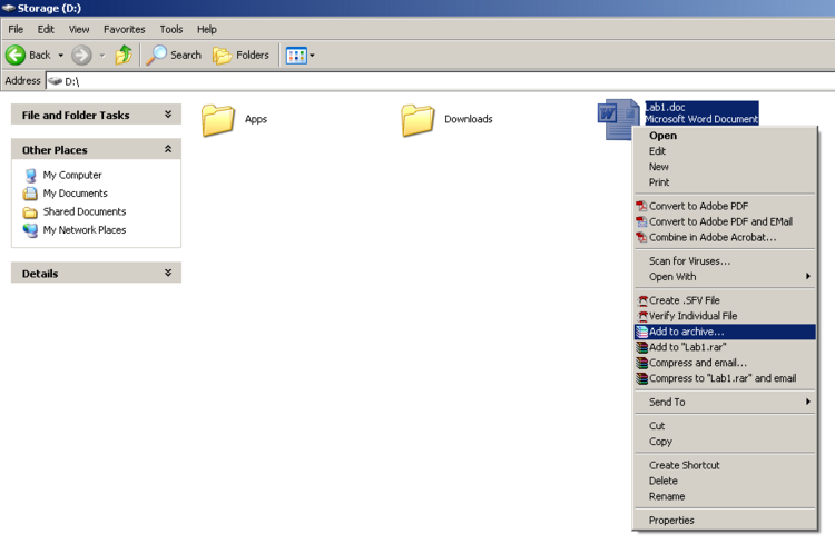 come comprimere il file in Windows Vista